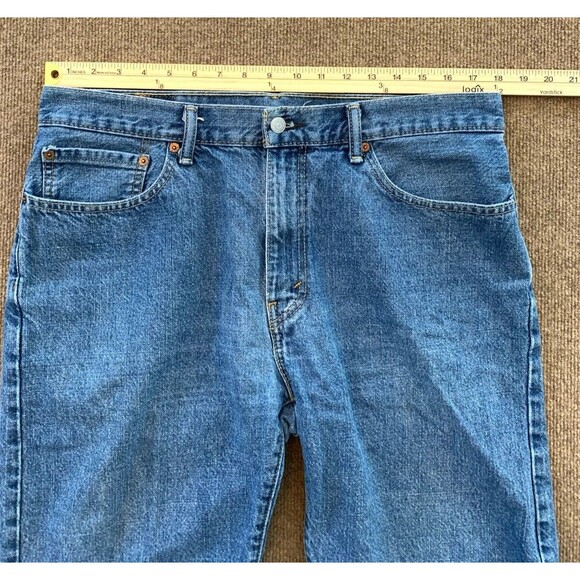 Levis 505 Jean Shorts Mens 36 Cotton Bermuda Relaxed Blue Denim Jorts - Picture 5 of 8